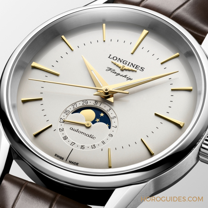 LONGINES - FLAGSHIP - L4.815.4.78.2 - 簡單、均衡,即是優雅!浪琴表LONGINES Flagship Heritage推出月相新款