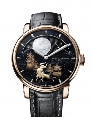 ARNOLD & Son 亞諾錶 Métiers d'art 金雕微繪牛年腕錶