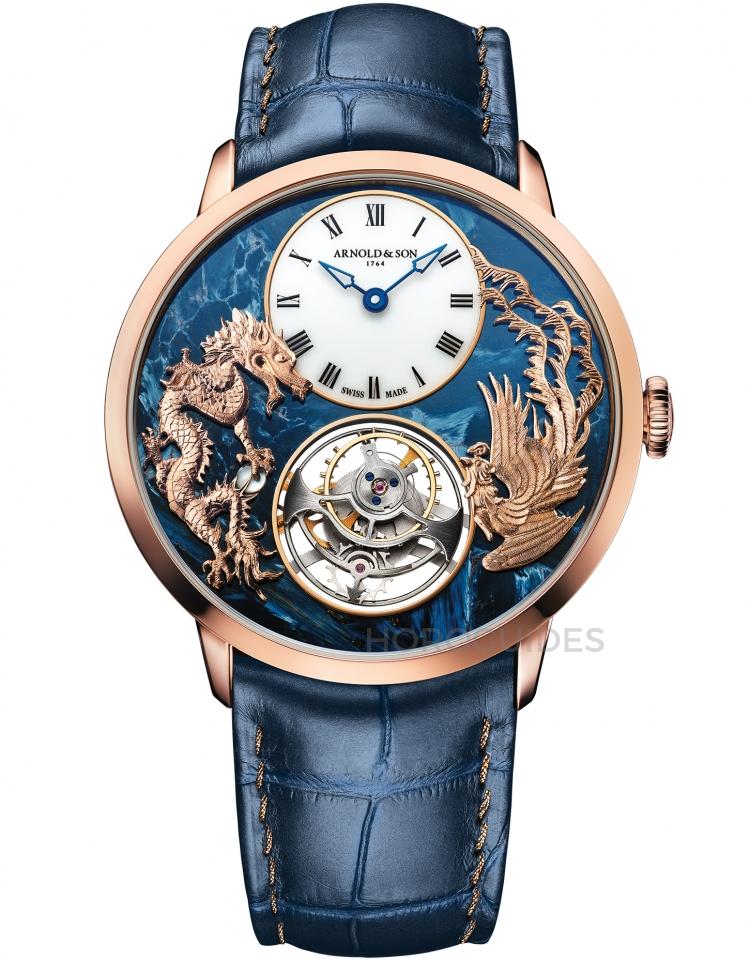 超薄陀飛輪龍鳳戲珠腕錶-彼得石款